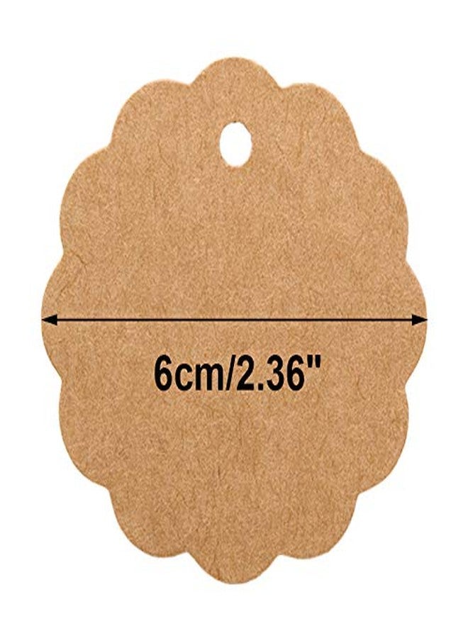 G2PLUS 100PCS Craft Scalloped Paper Gift Tags with Natural Jute Twines, 2.4'' Round Gift Tags Kraft Paper Present Tag for Birthday Party, Wedding Decoration Gifts, Arts & Crafts (Brown) - Image 2
